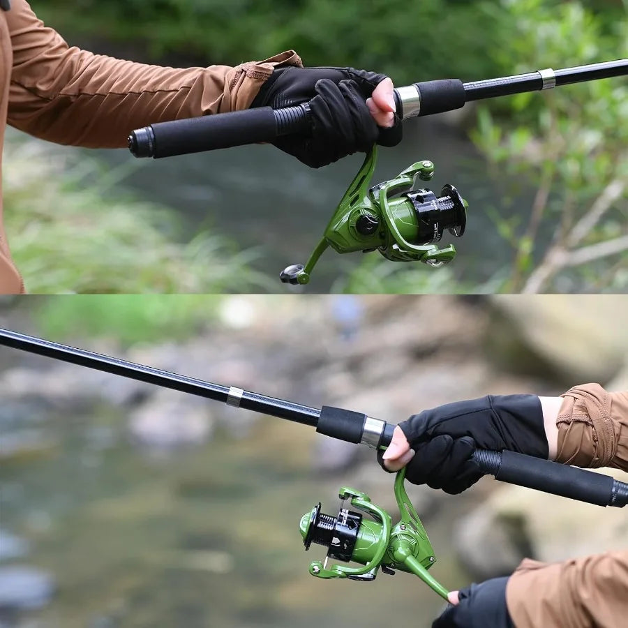 2PACK Fishing Pole Combo with Telescopic Design for Easy Travel