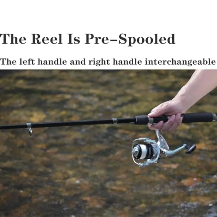 Fishing Pole Combo 6.9ft 2Pcs Telescopic Rods, 2PCS Spinning Reel Set with Carrier Bag