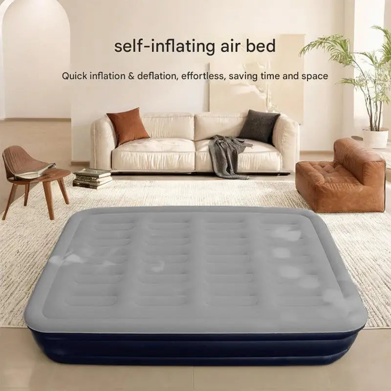 Foldable Inflatable Mattress Antileak Thicken Sleeping Bed Mat Soft Flocked