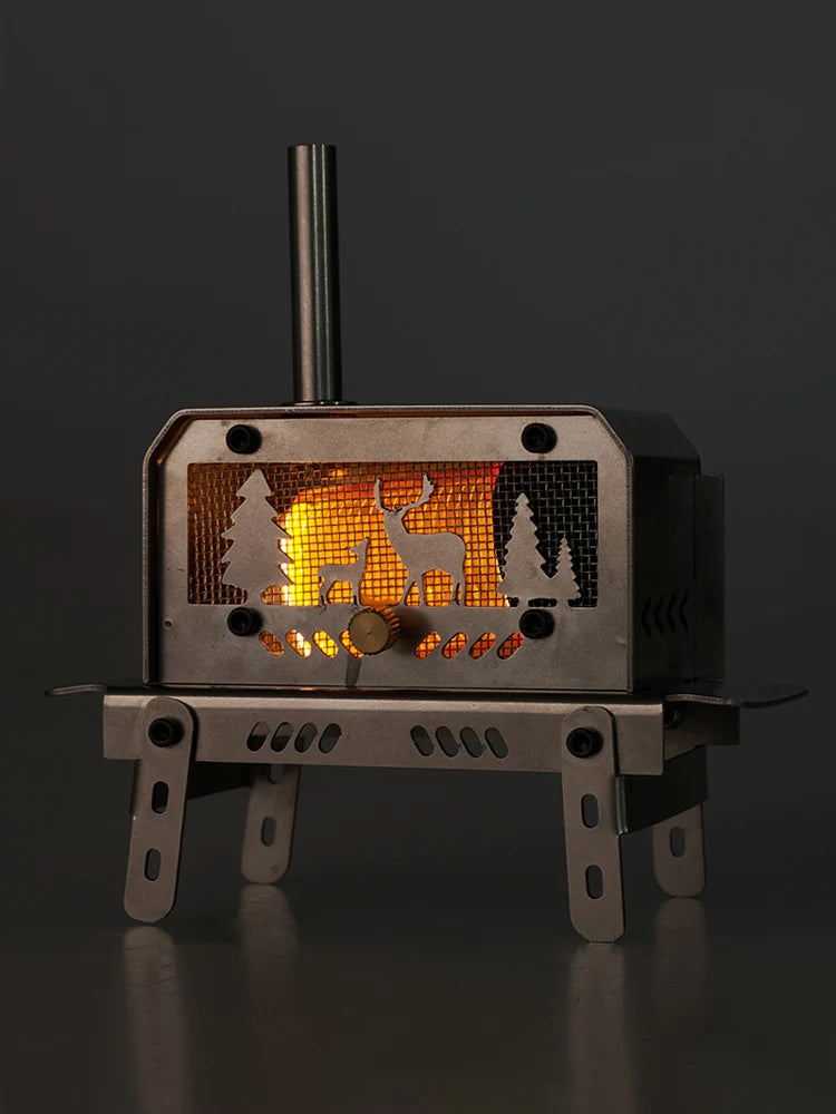 Outdoor Firewood Stove with Chimney, Wood Burning Stove Stainless Steel
