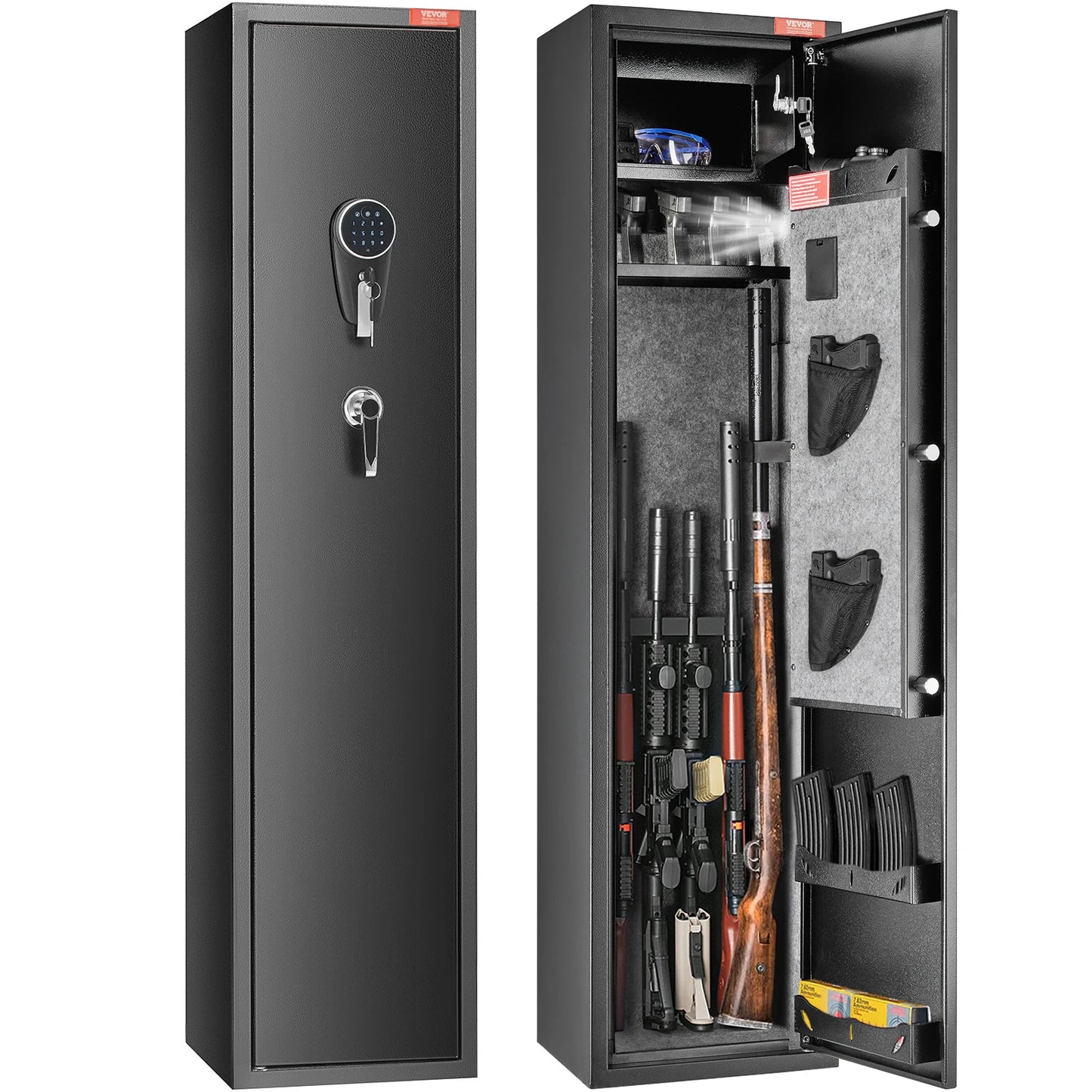 3-8 Rifles Gun Safe w/ Digital Keypad & Lock Gun Storage Cabinet with Removable Storage Shelf