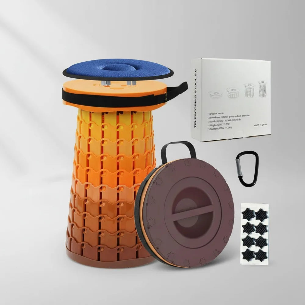 Upgraded XXL Collapsible Stool with Cushion, 19.7" Height Adjustable,  1000# cap.