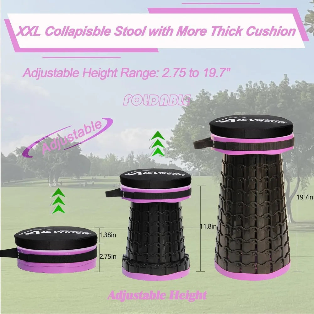 Upgraded XXL Collapsible Stool with Cushion 19.7", 1000lbs Max Weight
