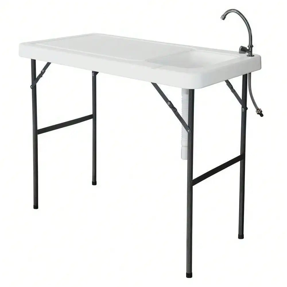 Fish Cleaning Table, Folding Camping Cutting Table with Sink and Faucet