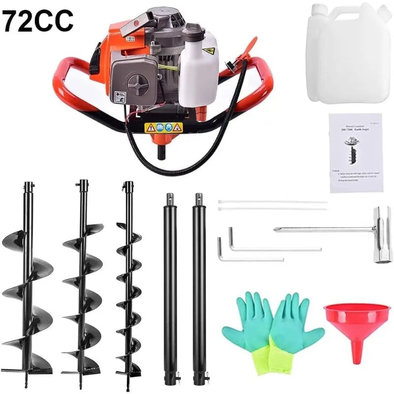 2 Extension Rods + 3 Auger Drill Bits (4" 8" & 12") for ice fishing