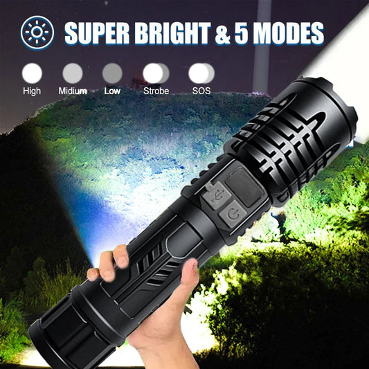 High Lumen Waterproof Tactical Flashlight - 5 Modes