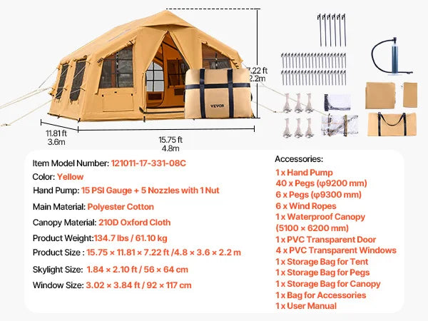 SucceBuy Inflatable Tents for Camping, Easy Setup Blow up Tent
