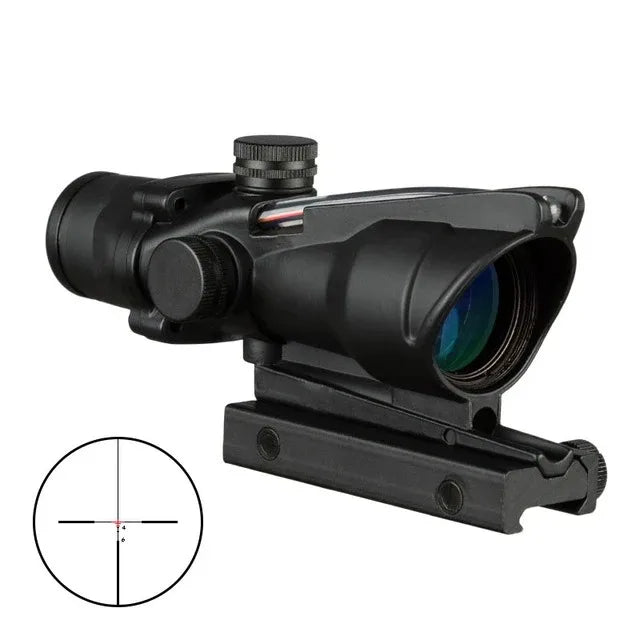 4X32 Hunting Riflescope, Real Fiber Optics, Green/Red Dot