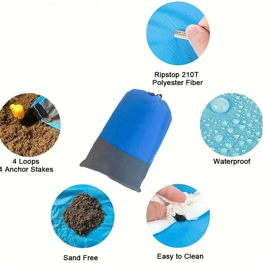 Beach Blanket, Waterproof and Sandproof Large, 2-3 Adult