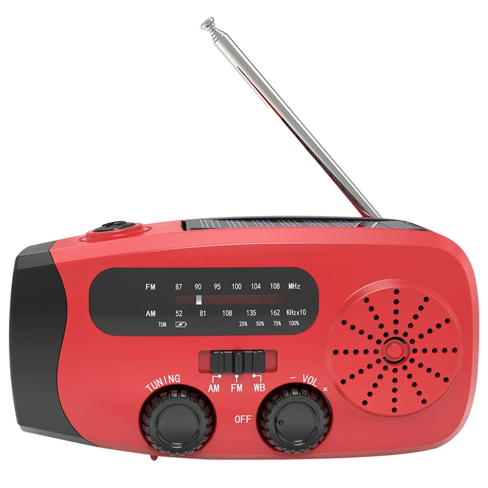 Portable Phone Charger with LED Lights Solar Hand Crank Radio