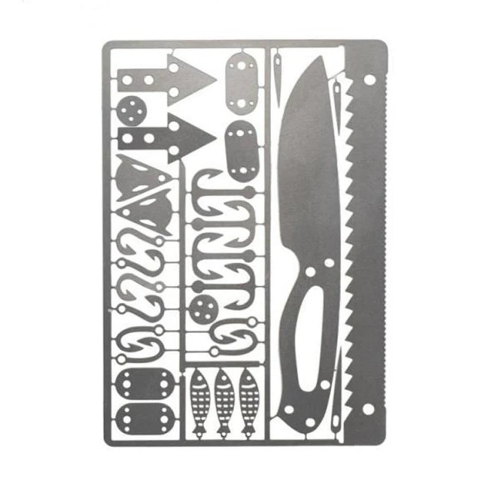 Outdoor EDC Survival Fishing Hook Card, Metal Multifunctional Tool Card