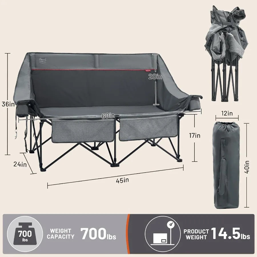 Heated Double Camping Chair, Camp Couch