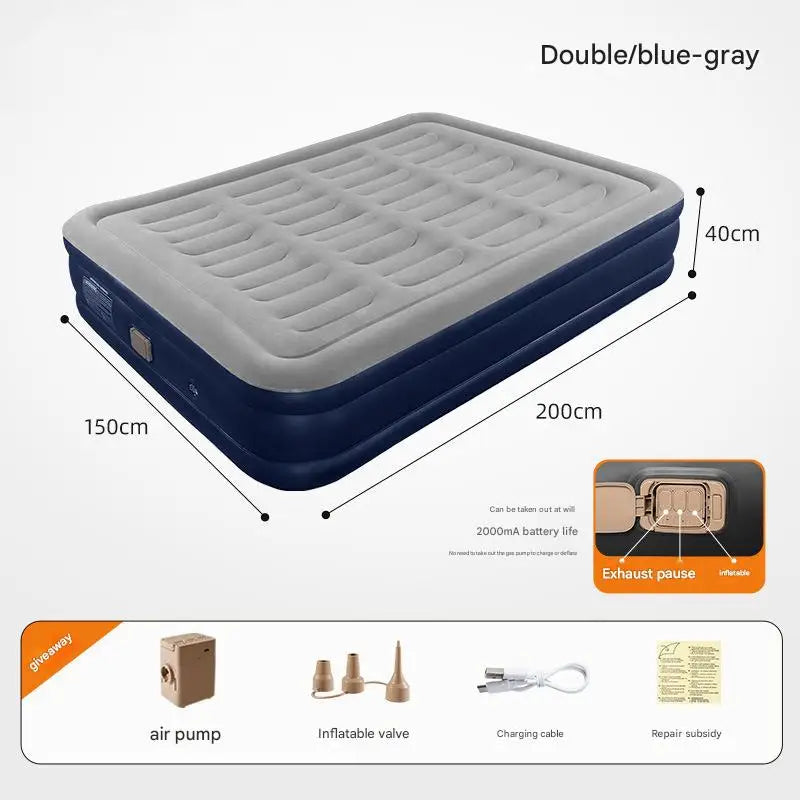 Foldable Inflatable Mattress Antileak Thicken Sleeping Bed Mat Soft Flocked