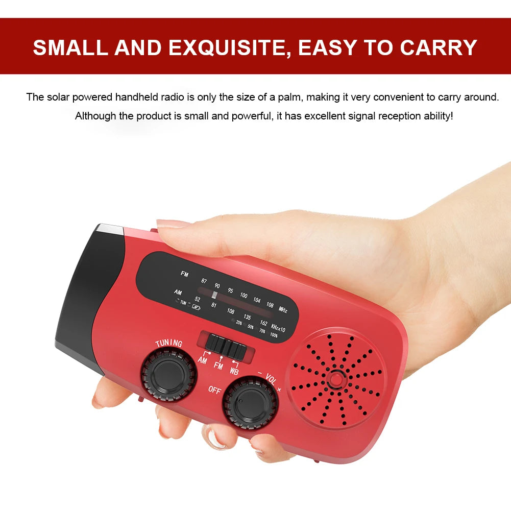 Portable Phone Charger with LED Lights Solar Hand Crank Radio
