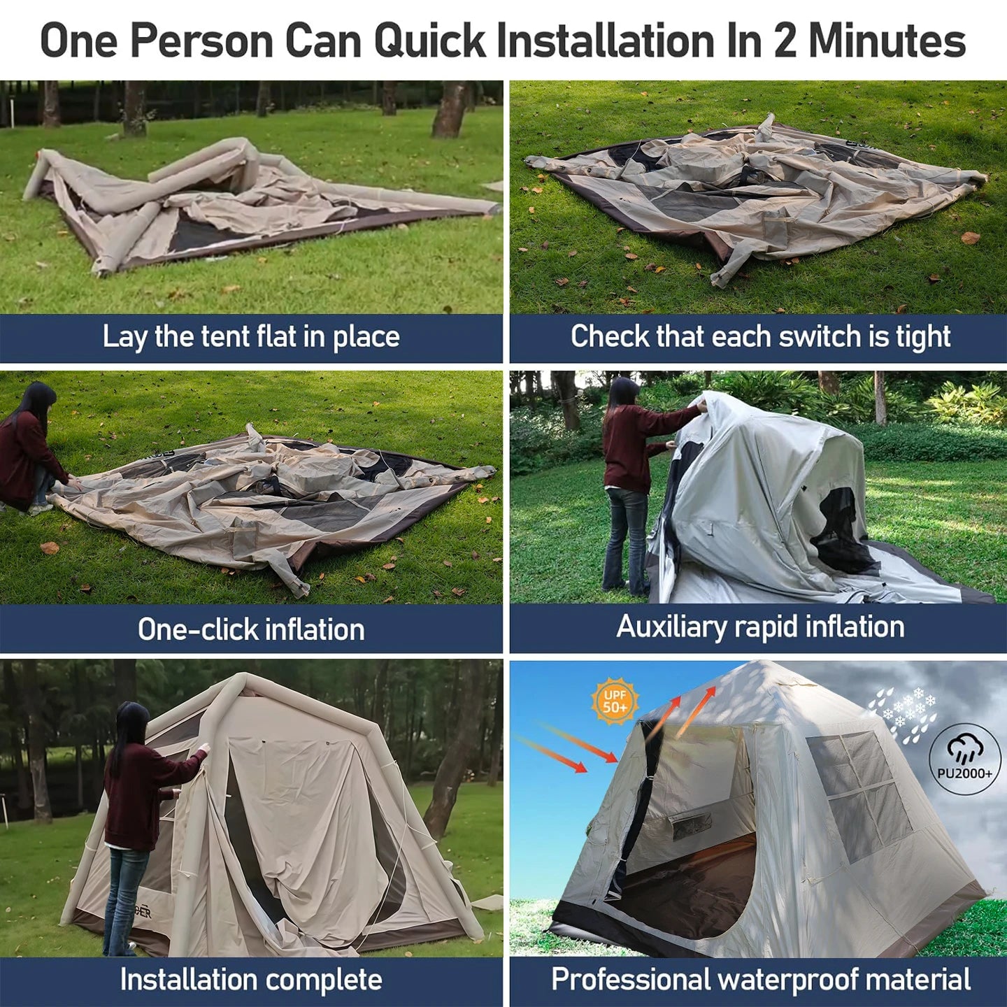 Inflatable Camping Tent, 3-6 Person