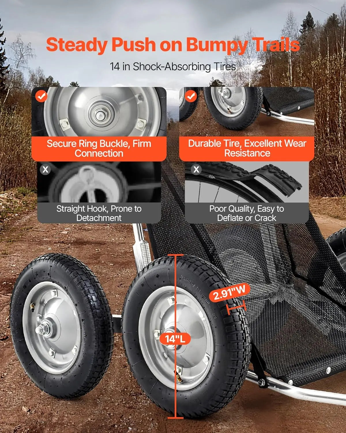 Game Carts for Hunting, 500LBS Deer Cart Game Hauler