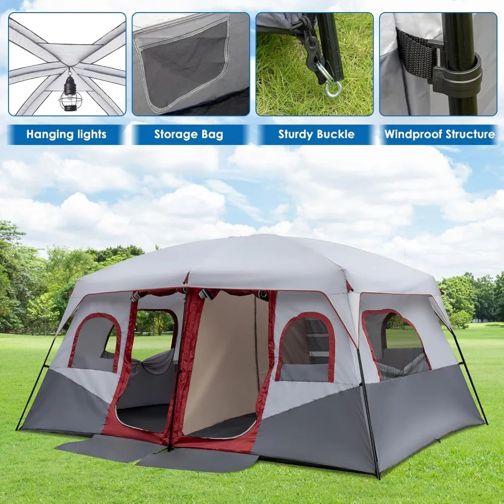 8/10 Person Camping Tent, Large 2 Room Family Tent