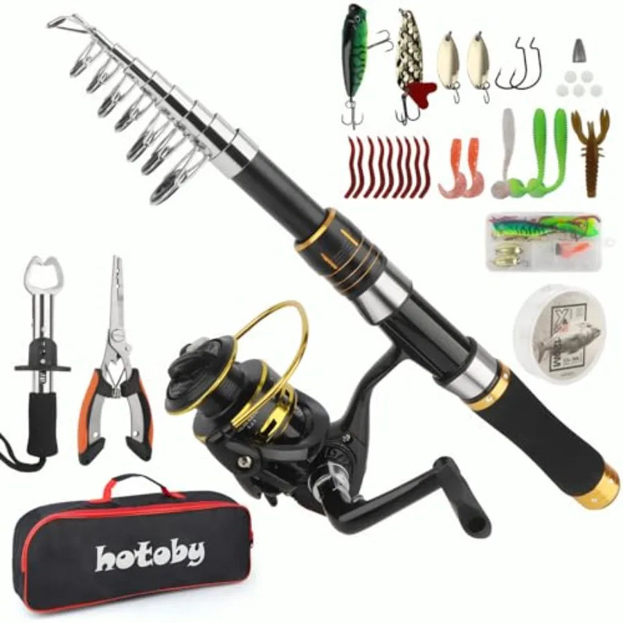 Fishing Pole Combo Set 6.89 ft Carbon Fiber Telescopic Fishing Rod and Reel Combo