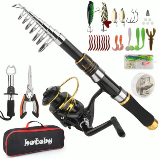 Fishing Pole Combo Set 6.89 ft Carbon Fiber Telescopic Fishing Rod and Reel Combo