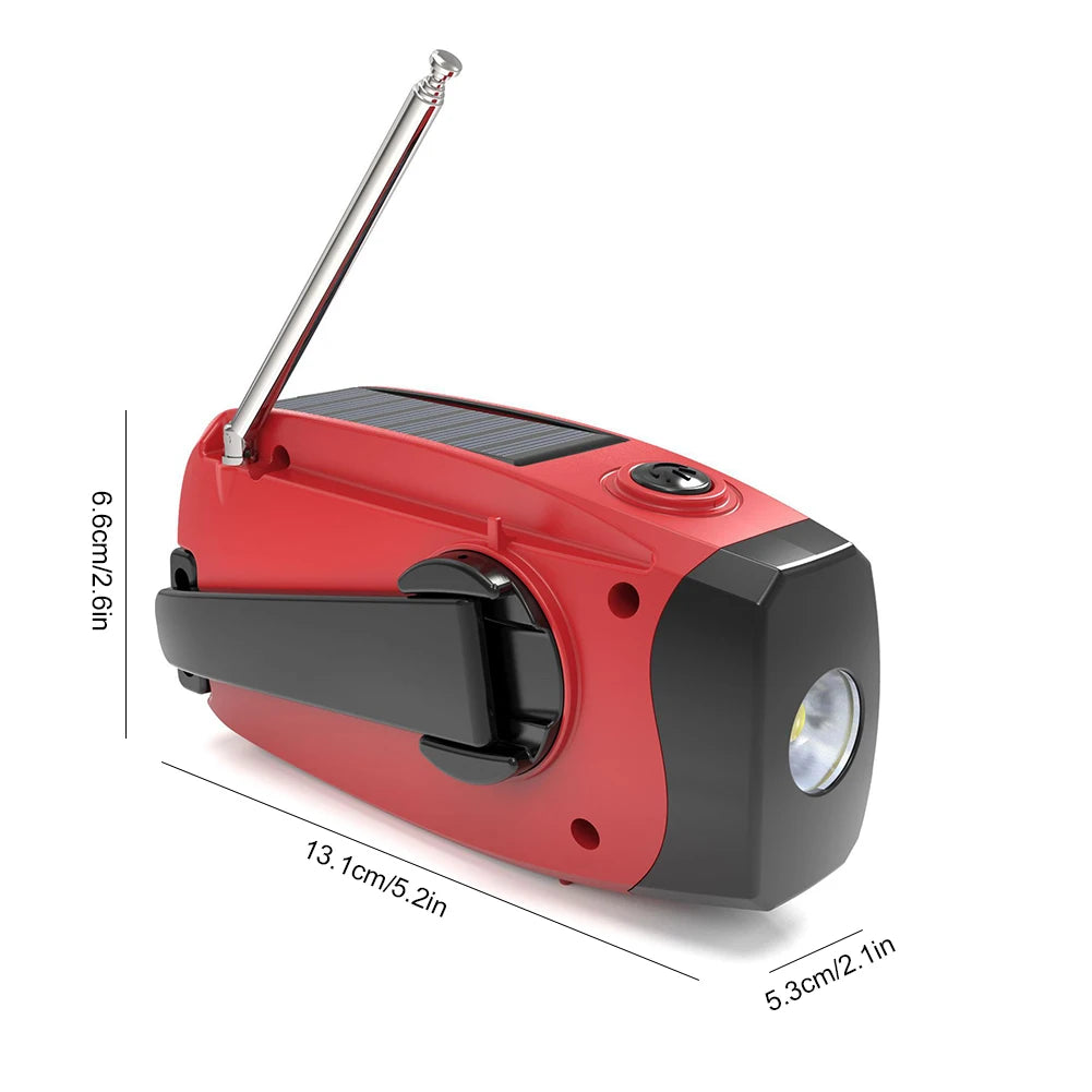 Portable Phone Charger with LED Lights Solar Hand Crank Radio