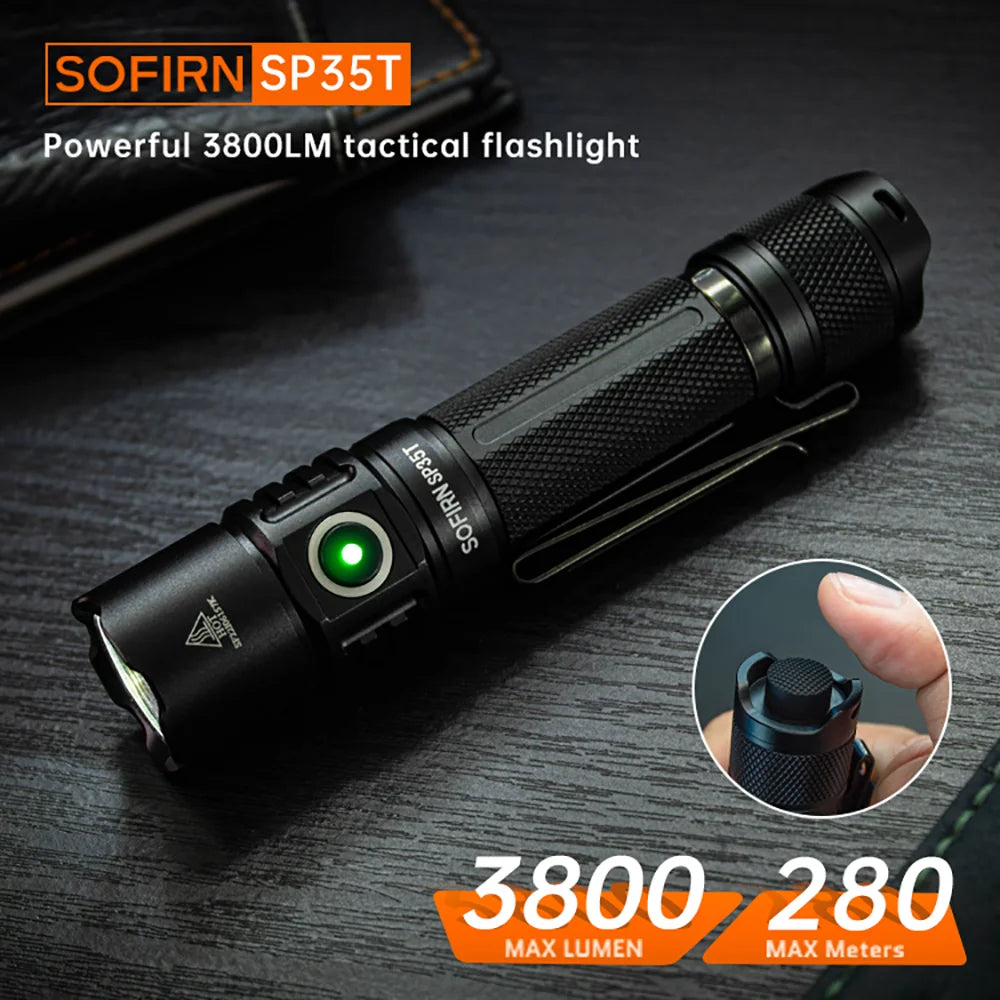 Tactical 21700 Flashlight Powerful LED Light USB C Rechargeable Torch
