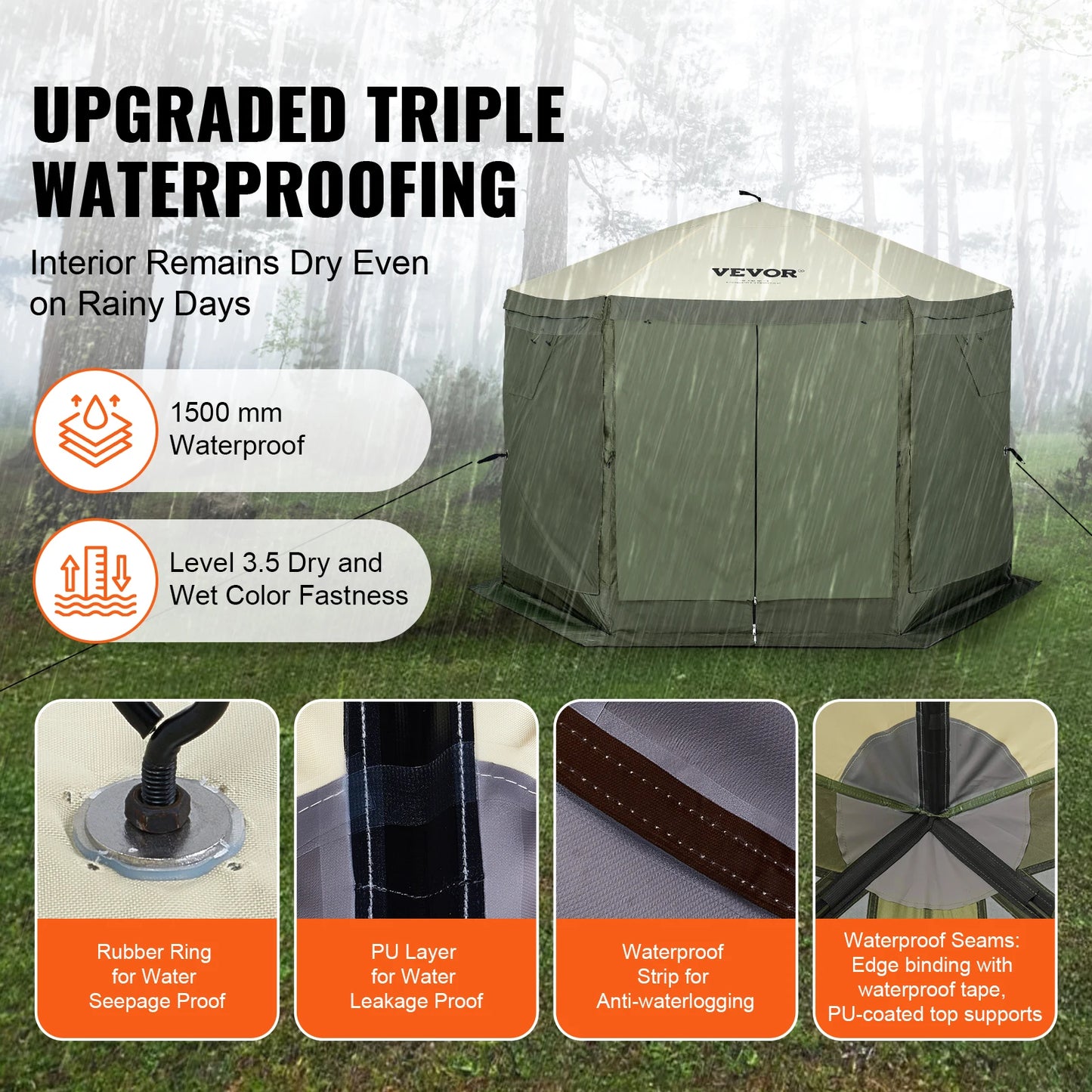 Pop Up Gazebo Tent, Pop-Up Screen Tent, 6 Sided Canopy Sun Shelter