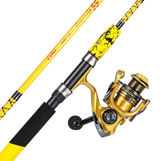 Durable Spinning Reel and 2 Piece Fishing Rod Combo for Freshwater and Saltwater