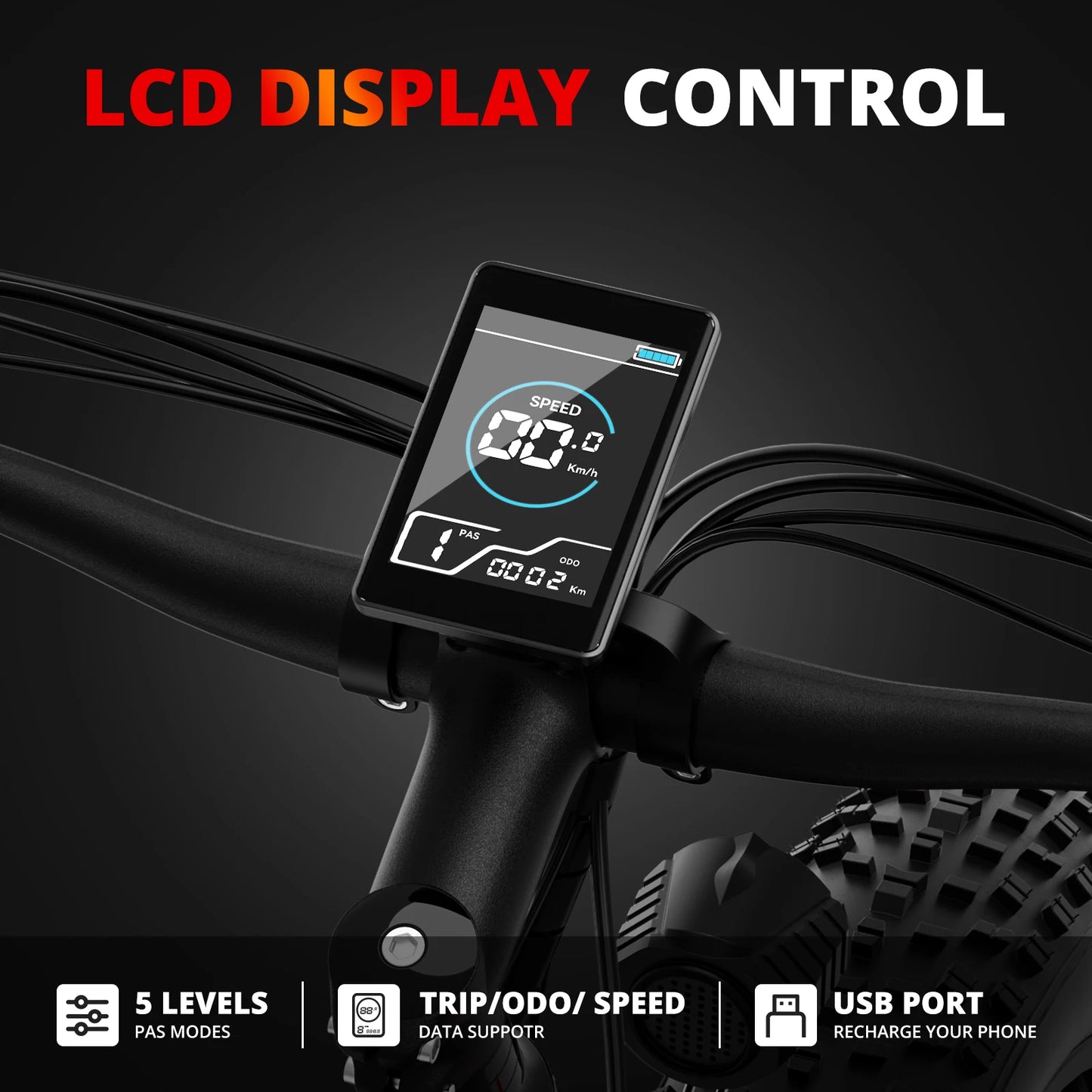 Electric Bike EB26 Adults Electric Bicycle 1500W 48V 15AH e bike 26" Fat Tire Mountain Bike 31mph