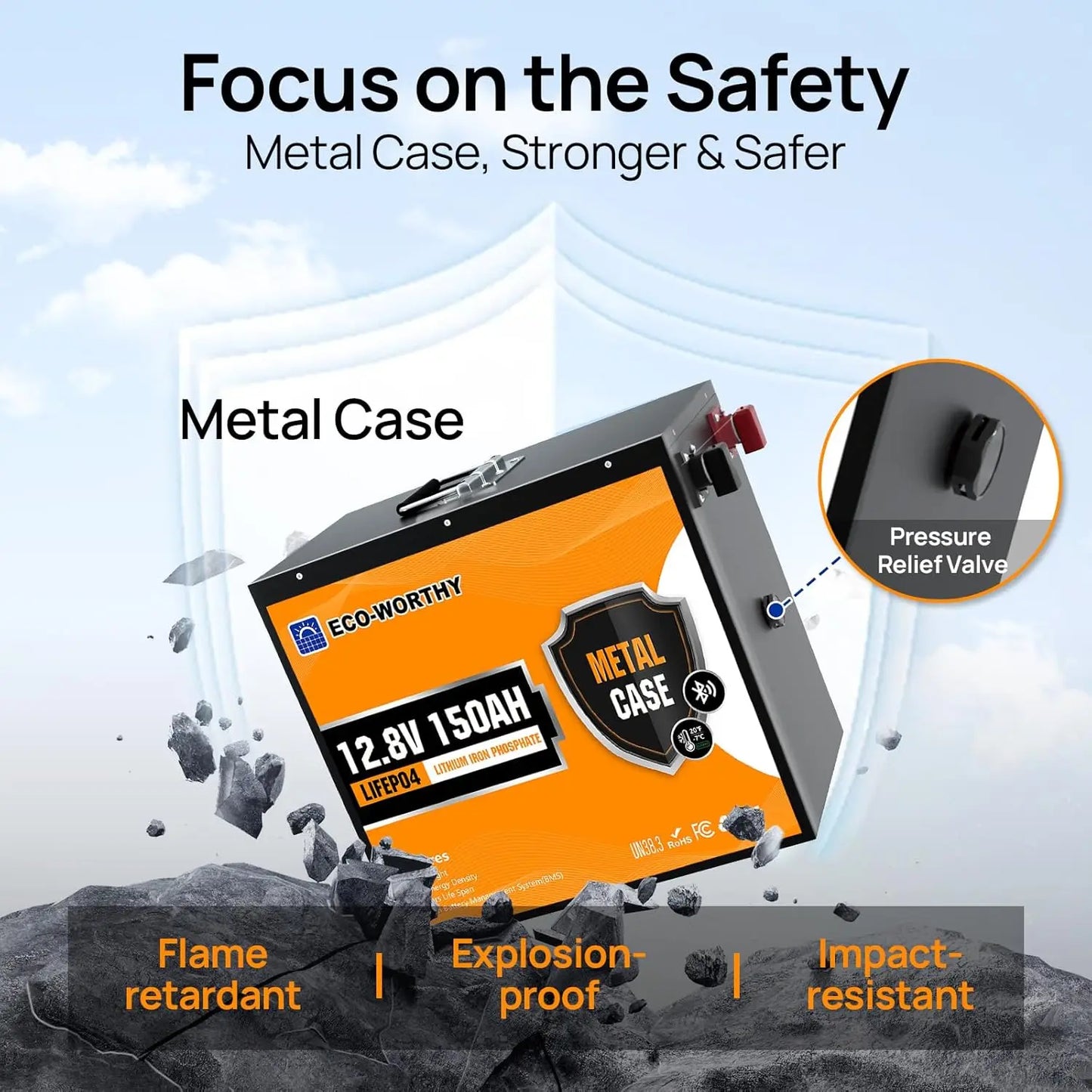 Customizable 12V 150Ah Metal Case LiFePO4 Lithium Battery With Bluetooth