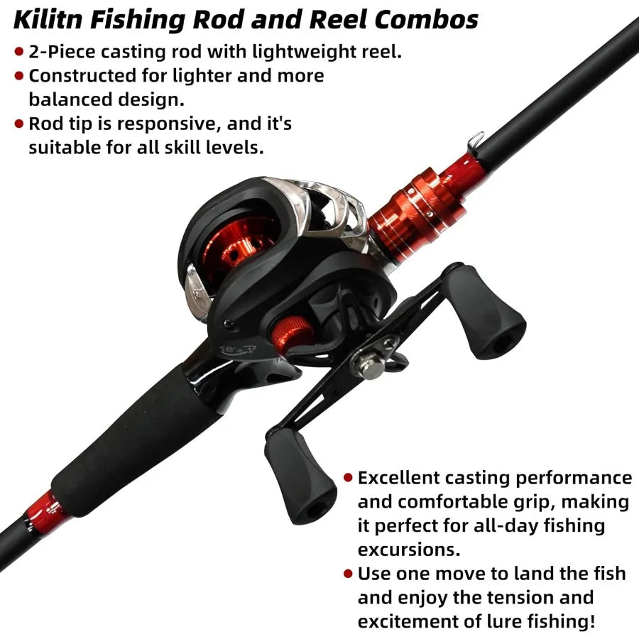 Fishing Rod and Reel Combo, Baitcasting Combo for Freshwater and Saltwater Fishing