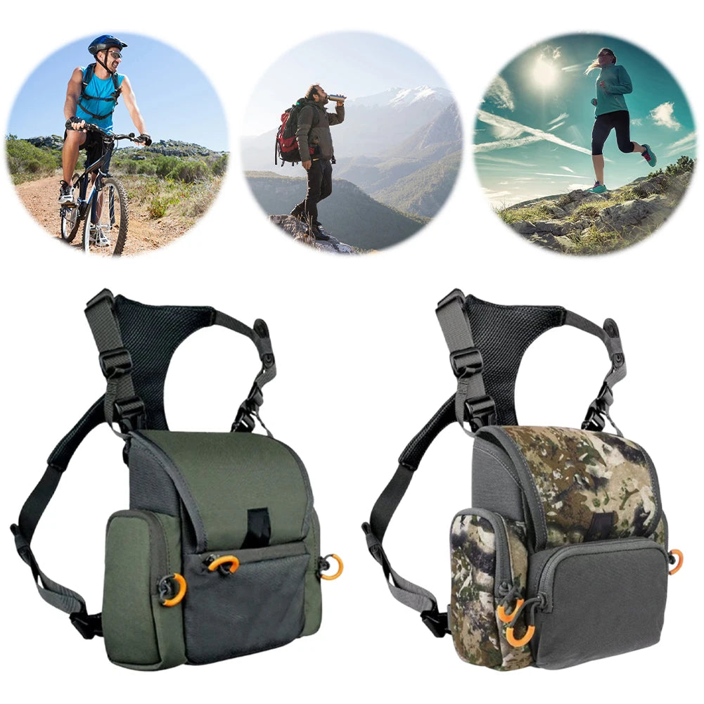 Bino Harness with Rain Cover with Rangefinder Pocket, Adjustable Large Capacity Bino Case