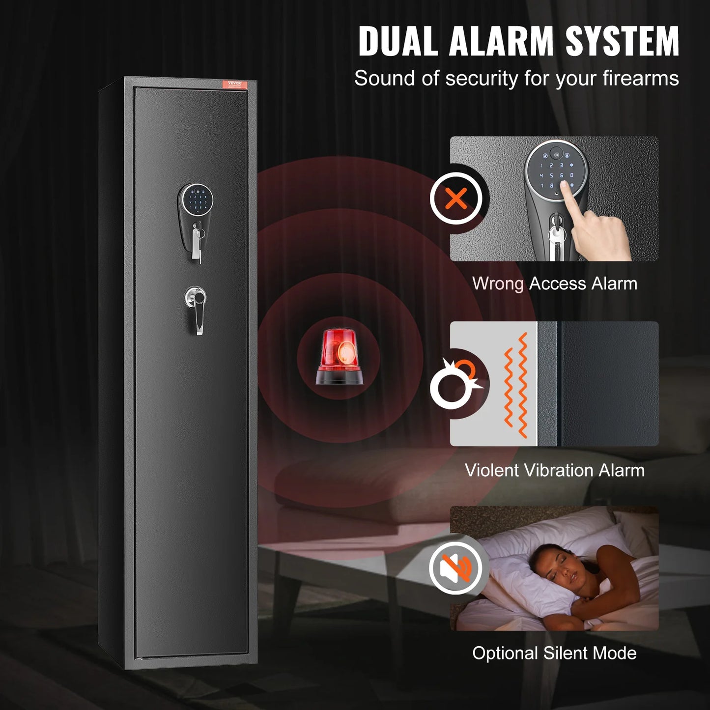 3-8 Rifles Gun Safe w/ Digital Keypad & Lock Gun Storage Cabinet with Removable Storage Shelf