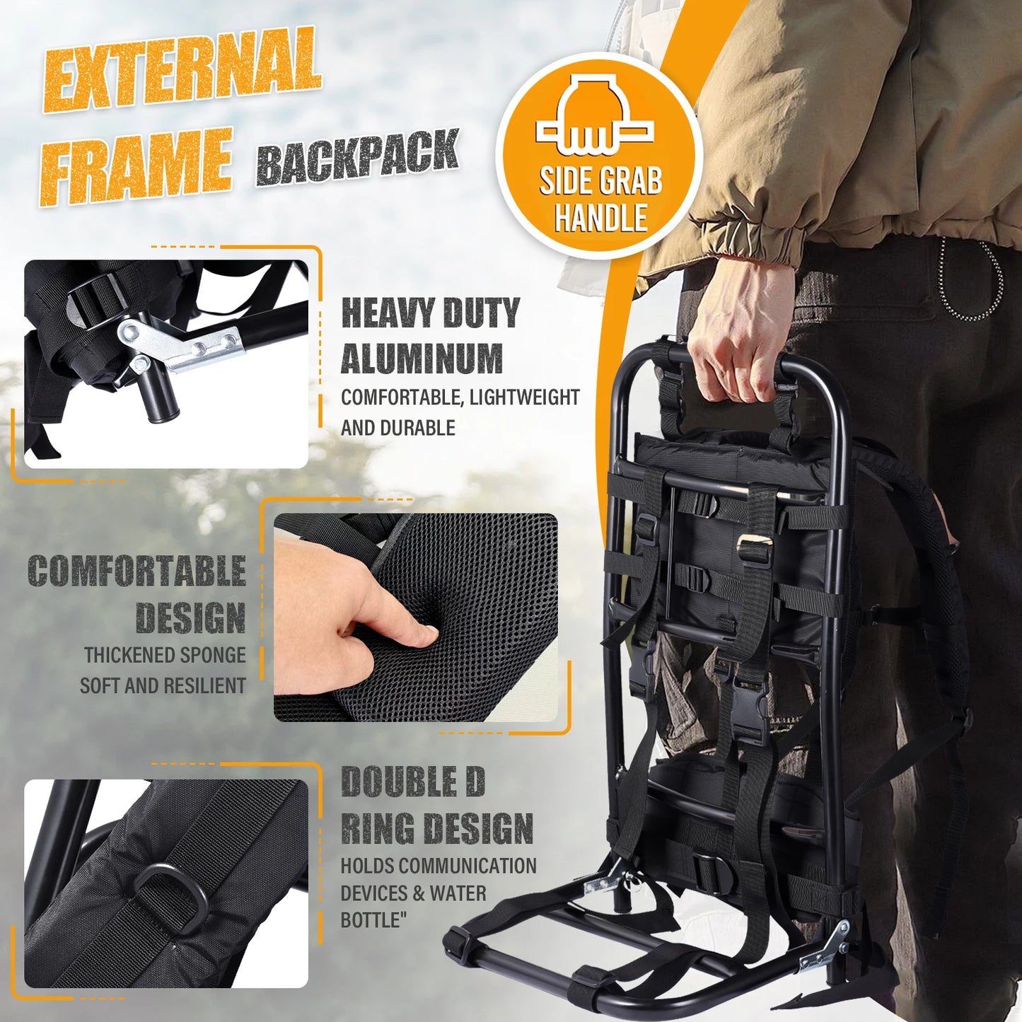 Camping Backpack External Frame, Heavy Carrying Backpack Frame