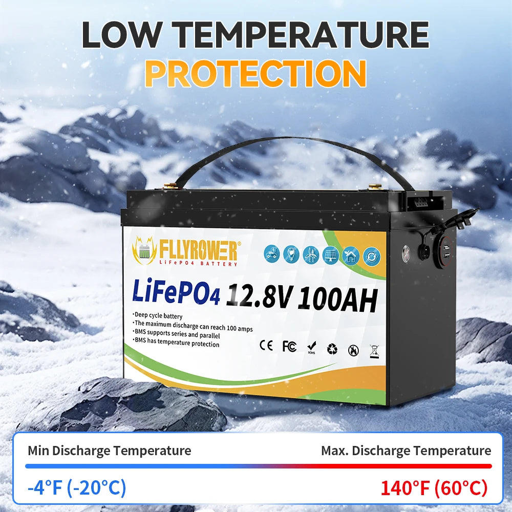 12V 100Ah LiFePO4 Lithium Battery Pack With charger