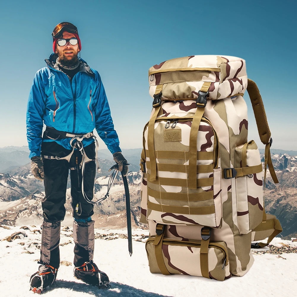 80L Tactical Backpack, Outdoor Military Rucksacks, Camping/Fishing/Hunting Knapsack