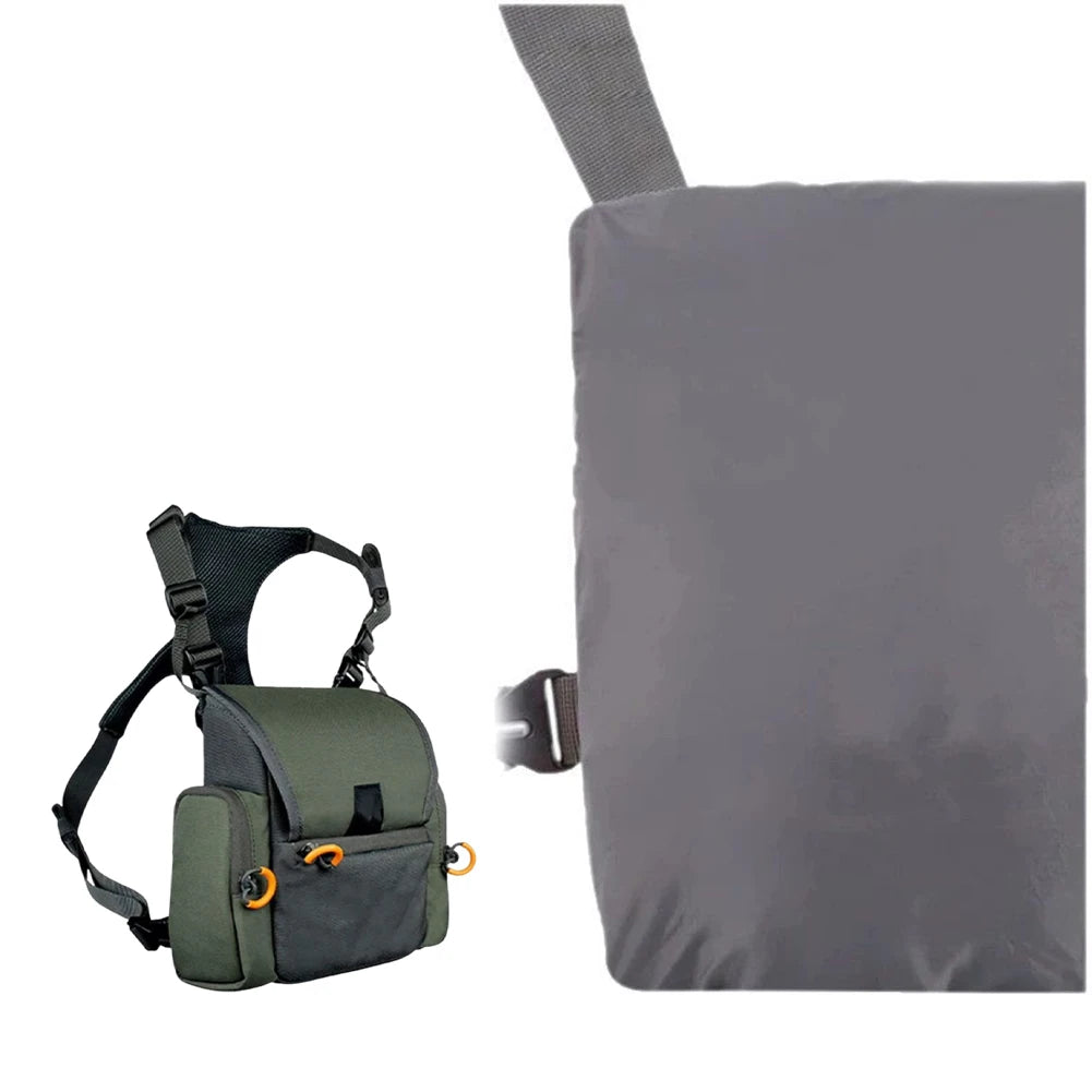 Bino Harness with Rain Cover with Rangefinder Pocket, Adjustable Large Capacity Bino Case