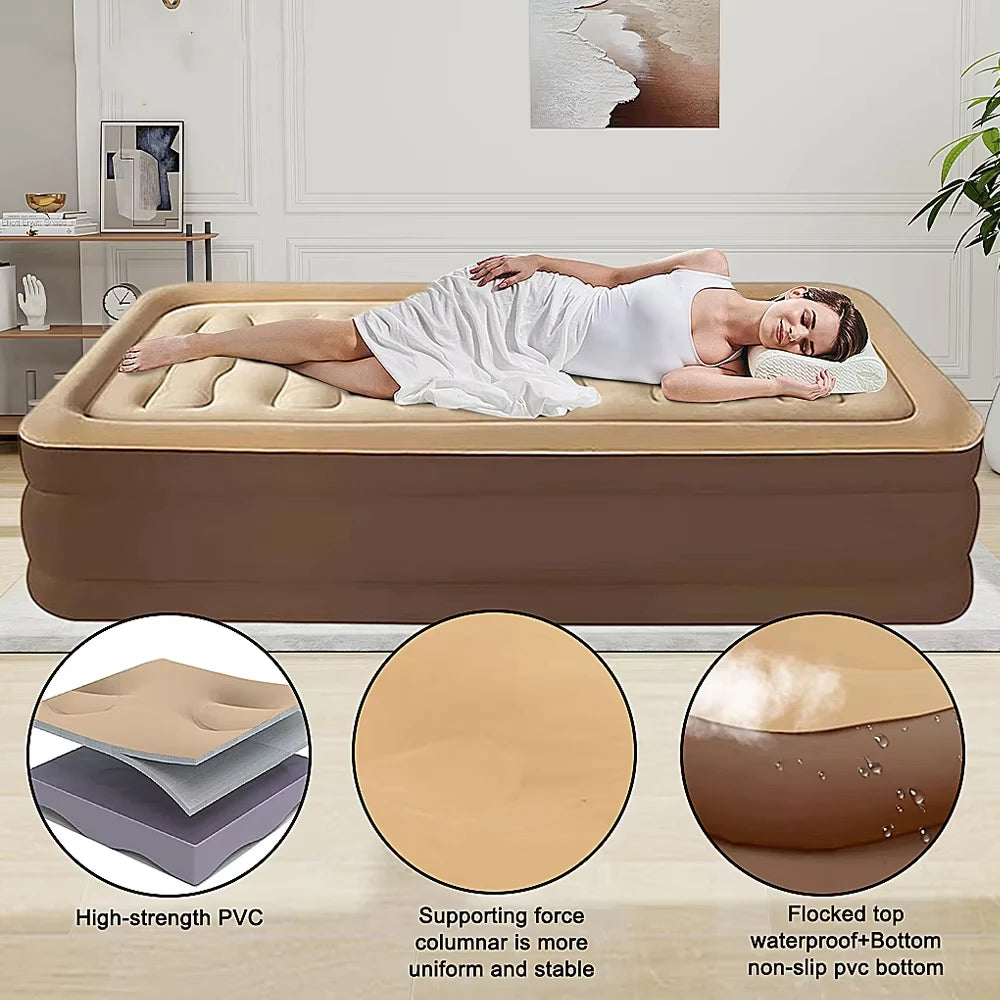 Gray 2 Persons Inflatable Mattress, Camping/Outdoor/Indoor 48cm High