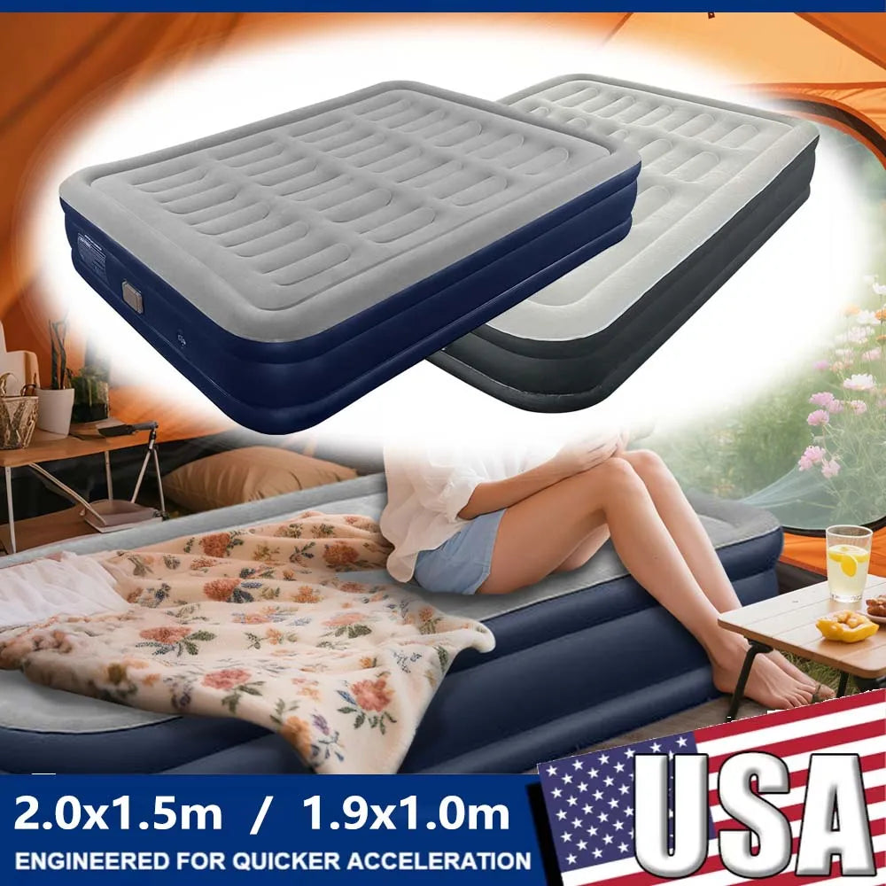 PVC Automatic Inflatable Mattress Camping/Home, Built-In Pump