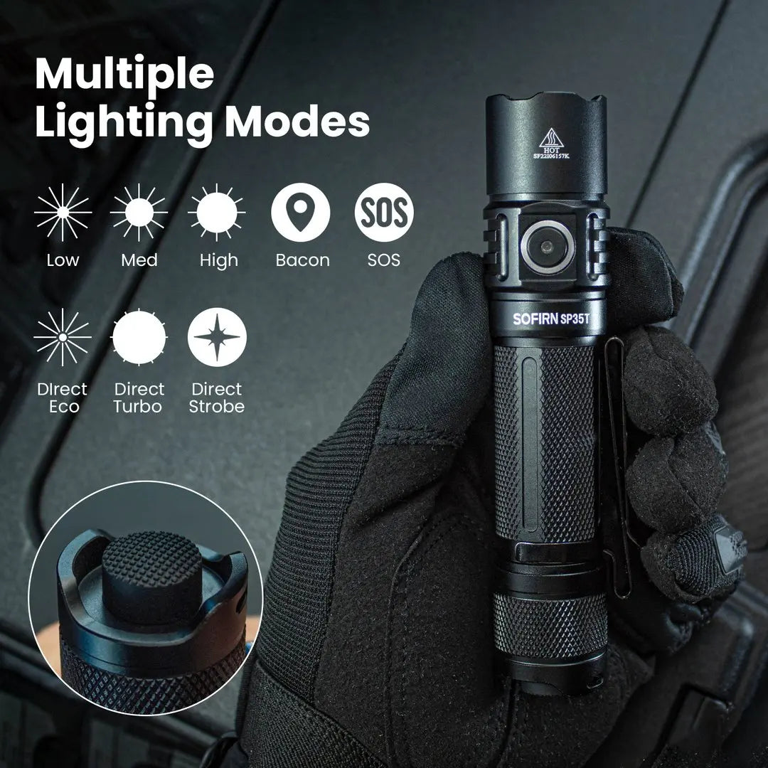 Tactical 21700 Flashlight Powerful LED Light USB C Rechargeable Torch