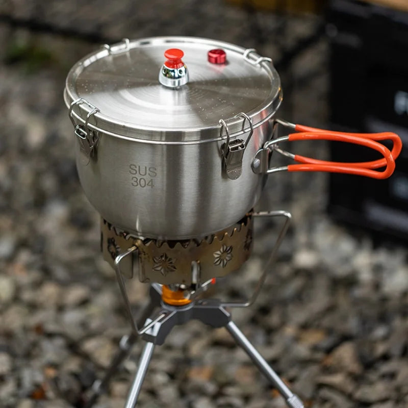 Outdoor Micro Pressure Cooker Stainless Steel Multifunctional Steaming Pot Portable Explosion-proof Pressure Camping Cookware