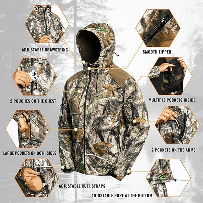 Quiet Hunting Suit, Camouflage Softshell Clothes