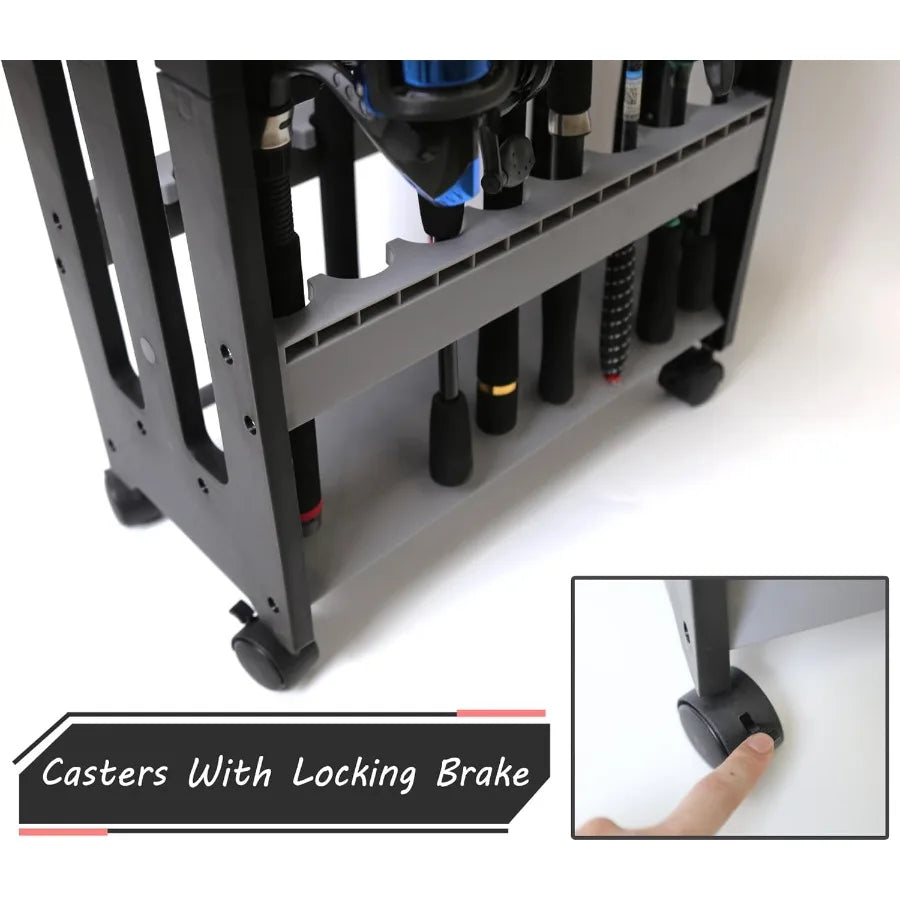 Fishing Rod Holder for Garage Storage:  Up to 16 Rod and Reel Combos