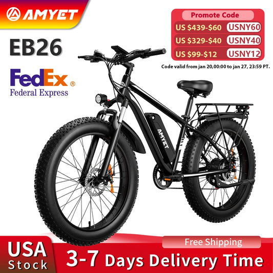 Electric Bike EB26 Adults Electric Bicycle 1500W 48V 15AH e bike 26" Fat Tire Mountain Bike 31mph