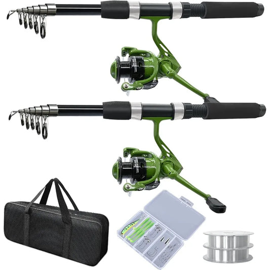 2PACK Fishing Pole Combo with Telescopic Design for Easy Travel