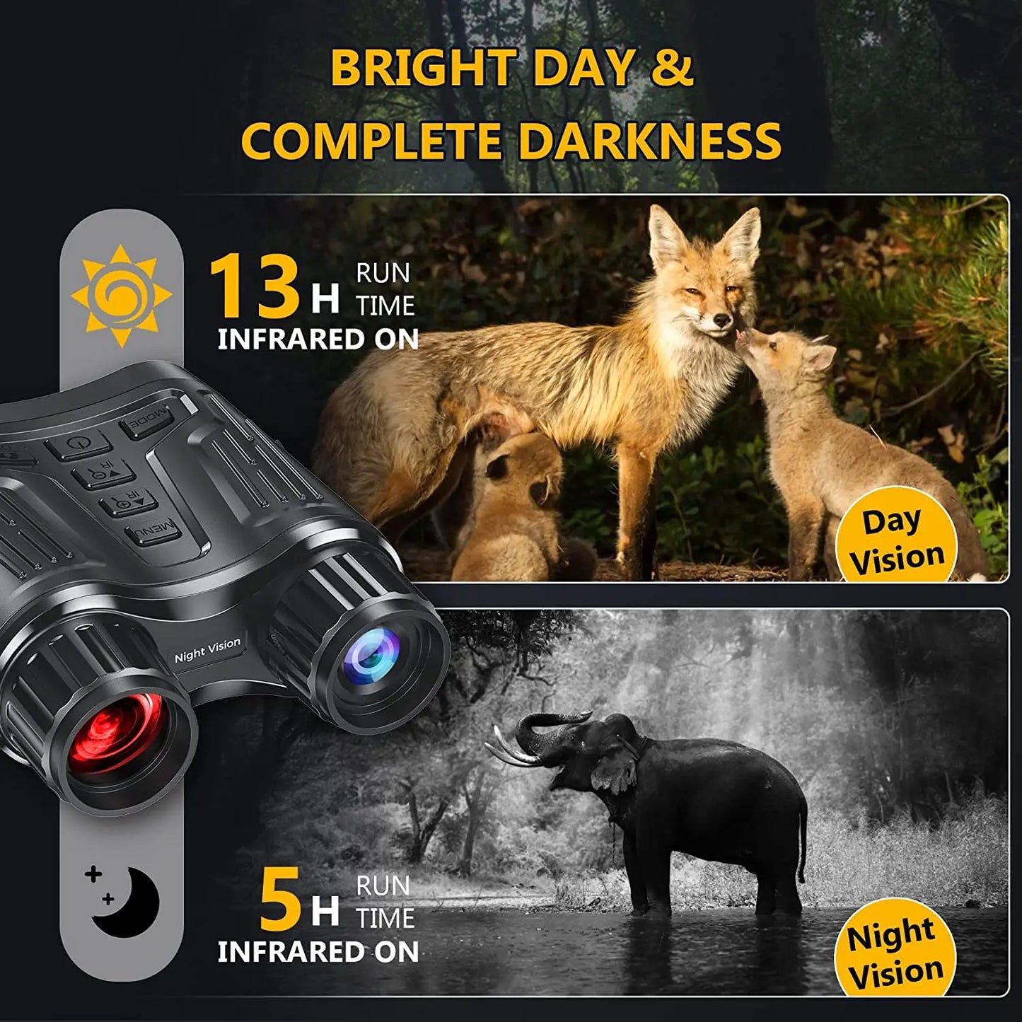 Rechargeable Night Vision Telescope 4K UHD Infrared Telescope Camera Binocular Telescope 8X Zoom