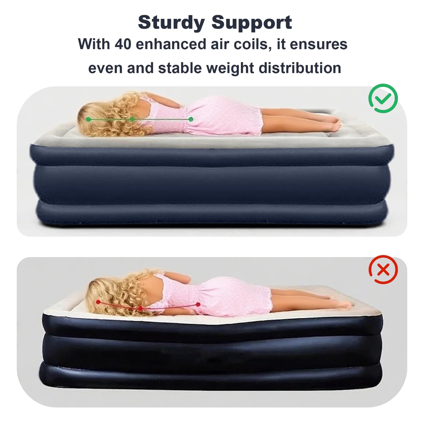 PVC Automatic Inflatable Mattress Camping/Home, Built-In Pump