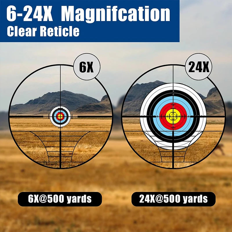 6-24x50 AO Rifle Hunting Long-Range Scope Illuminated Reticle