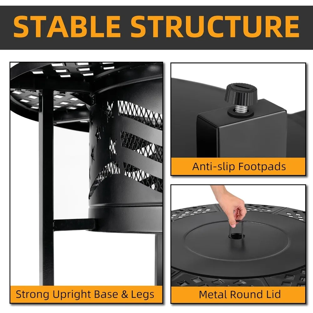 Outdoor Fire Pit - Heavy-Duty Metal Wood-Burning Fire Pit