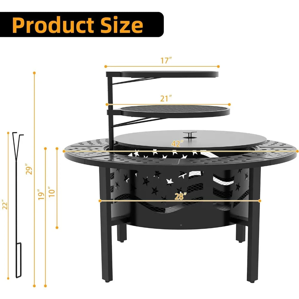 Outdoor Fire Pit - Heavy-Duty Metal Wood-Burning Fire Pit