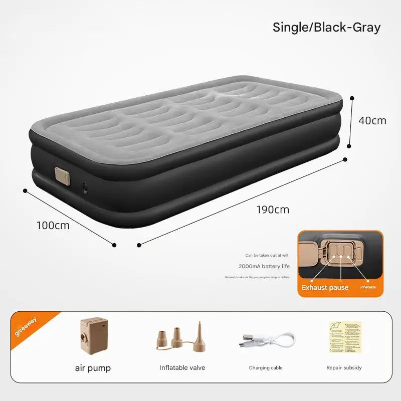 Foldable Inflatable Mattress Antileak Thicken Sleeping Bed Mat Soft Flocked